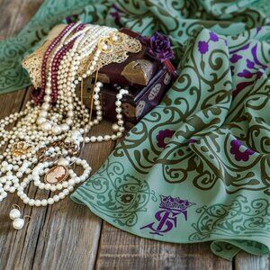 Bie Design Katja Bie 100% Silk Scarf Kronborg Castle Denmark NWT Gift Box